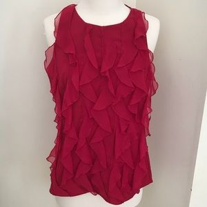 LOFT red ruffle front top